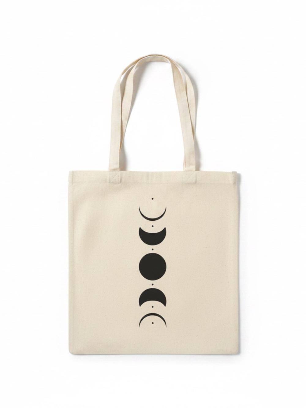 ✨ 4/$25 ✨ Natural Canvas Moon Phase Tote Bag - Black Print